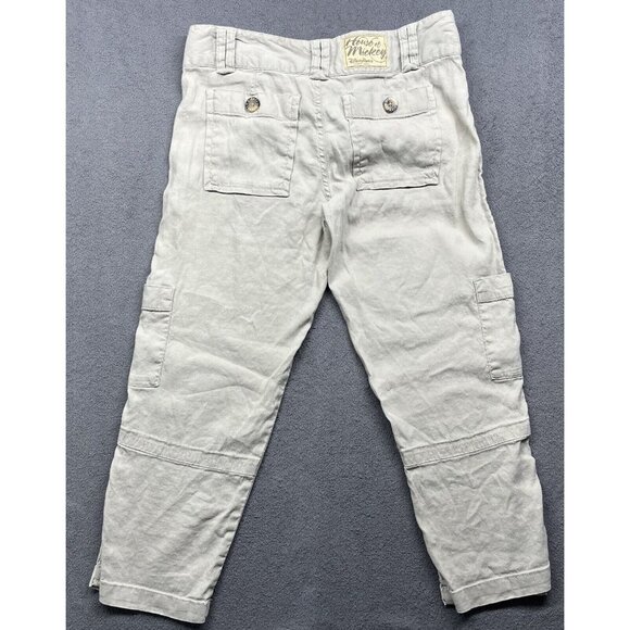 Disney Parks Mickey Mouse Linen Pants Women’s 4 Capri Tan Convertible Roll Up - Picture 2 of 16